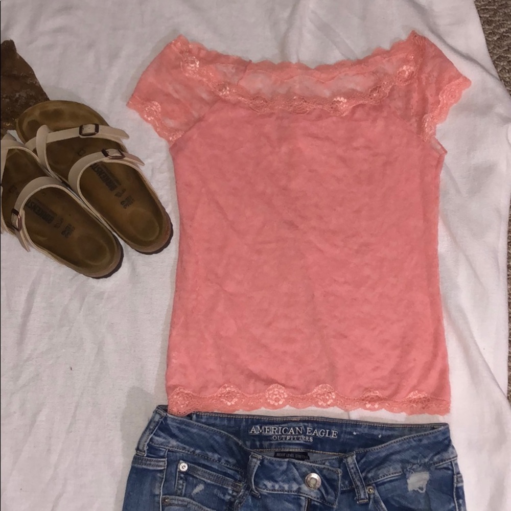 Pink lace top